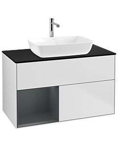Villeroy und Boch Finion Villeroy und Boch Finion G772HGMT 100cm, cover plate black matt, Emotion, shelves midnight matt lacquer, white matt lacquer