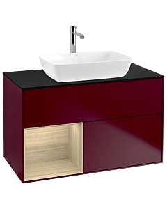 Villeroy und Boch Finion Villeroy und Boch G772PCHB 100cm, plaque de finition noir mat, émotion, étagères Oak Veneer , Peony Matt