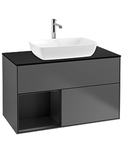 Villeroy und Boch Finion Villeroy und Boch Finion G772PDGK 100cm, cover plate black matt, Emotion, shelves black matt lacquer, anthracite matt