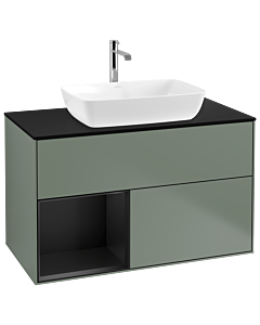 Villeroy und Boch Finion Villeroy und Boch Finion G772PDGM 100cm, cover plate black matt, Emotion, shelves black matt lacquer, Olive Matt Lacquer
