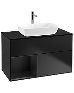 Villeroy und Boch Finion Waschtischunterschrank G772PDPD 100cm, Abdeckplatte black matt, Emotion, Regale Black matt lacquer, Black matt lacquer