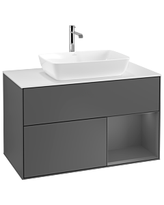 Villeroy und Boch Finion Villeroy und Boch Finion G781GKGK 100cm, cover plate white matt, Emotion, shelves anthracite matt lacquer, anthracite matt