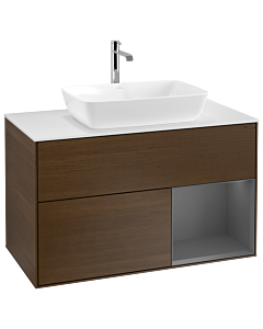 Villeroy und Boch Finion Villeroy und Boch Finion G781GKGN 100cm, cover plate white matt, Emotion, shelves anthracite matt lacquer, walnut veneer