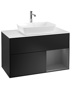 Villeroy und Boch Finion Villeroy und Boch Finion G781GKPD 100cm, cover plate white matt, Emotion, shelves anthracite matt lacquer, black matt lacquer