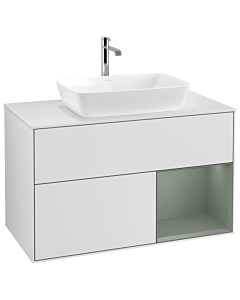 Villeroy und Boch Finion Villeroy und Boch Finion G781GMMT 100cm, cover plate white matt, Emotion, shelves olive matt lacquer, white matt lacquer