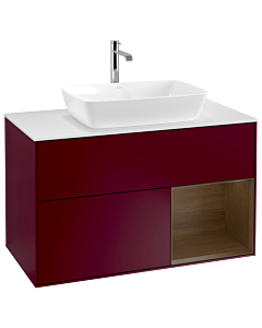 Villeroy und Boch Finion Villeroy und Boch G781GNHB 100cm, plaque de finition blanc mat, emotion, étagères Walnut Veneer , Peony Matt