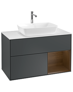 Villeroy und Boch Finion Villeroy und Boch Finion G781GNHG 100cm, cover plate white matt, Emotion, shelves Walnut Veneer , Midnight Blue Matt Lacquer