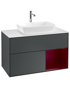 Villeroy und Boch Finion Waschtischunterschrank G781HBHG 100cm, Abdeckplatte white matt, Emotion, Regale Peony matt lacquer, Midnight Blue Matt Lacquer