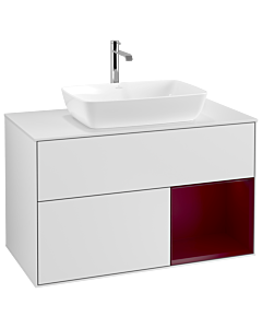 Villeroy und Boch Finion Villeroy und Boch G781HBMT 100cm, plaque de recouvrement blanc mat, Emotion, étagères Peony laqué mat, laqué blanc mat