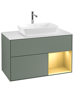 Villeroy und Boch Finion Villeroy und Boch Finion G781HFGM 100cm, cover plate white matt, Emotion, shelves gold matt lacquer, Olive Matt Lacquer