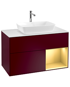 Villeroy und Boch Finion Waschtischunterschrank G781HFHB 100cm, Abdeckplatte white matt, Emotion, Regale Gold matt lacquer, Peony Matt