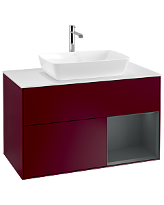 Villeroy und Boch Finion Villeroy und Boch Finion G781HGHB 100cm, cover plate white matt, Emotion, shelves Midnight matt lacquer, Peony Matt