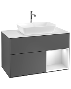 Villeroy und Boch Finion Villeroy und Boch Finion G781MTGK 100cm, cover plate white matt, Emotion, shelves white matt lacquer, anthracite matt