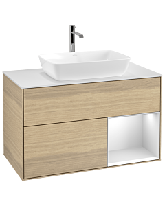 Villeroy und Boch Finion Villeroy und Boch Finion G781MTPC 100cm, cover plate white matt, Emotion, shelves white matt lacquer, Oak Veneer