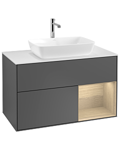 Villeroy und Boch Finion Villeroy und Boch Finion G781PCGK 100cm, cover plate white matt, Emotion, shelves Oak Veneer , anthracite matt