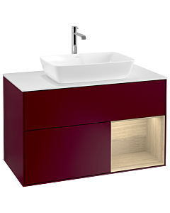 Villeroy und Boch Finion Waschtischunterschrank G781PCHB 100cm, Abdeckplatte white matt, Emotion, Regale Oak Veneer, Peony Matt