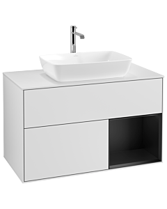 Villeroy und Boch Finion Villeroy und Boch Finion G781PDMT 100cm, cover plate white matt, Emotion, shelves black matt lacquer, white matt lacquer