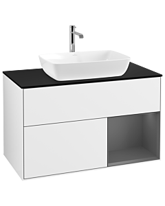 Villeroy und Boch Finion Villeroy und Boch G782GKGF 100cm, plaque de finition noir mat, Emotion, étagères Laque anthracite mat, Laque blanc brillant