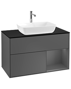 Villeroy und Boch Finion Villeroy und Boch Finion G782GKGK 100cm, cover plate black matt, Emotion, shelves anthracite matt lacquer, anthracite matt