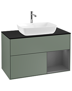 Villeroy und Boch Finion Villeroy und Boch Finion G782GKGM 100cm, cover plate black matt, Emotion, shelves anthracite matt lacquer, Olive Matt Lacquer