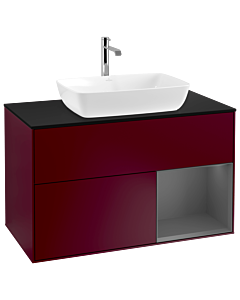 Villeroy und Boch Finion Villeroy und Boch G782GKHB 100cm, plaque de recouvrement noire mate, Emotion, étagères Peony Matt anthracite mat, Peony Matt