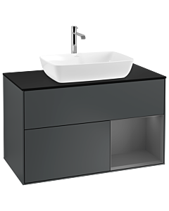 Villeroy und Boch Finion Villeroy und Boch G782GKHG 100cm, plaque de finition noir mat, Emotion, étagères Laque anthracite mat, Midnight Blue Matt Lacquer