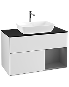 Villeroy und Boch Finion Villeroy und Boch Finion G782GKMT 100cm, cover plate black matt, Emotion, shelves anthracite matt lacquer, white matt lacquer