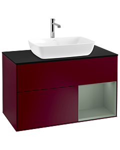 Villeroy und Boch Finion Villeroy und Boch Finion G782GMHB 100cm, cover plate black matt, Emotion, shelves olive matt lacquer, Peony Matt