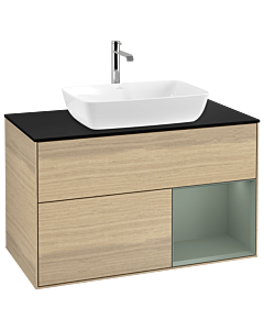 Villeroy und Boch Finion Villeroy und Boch Finion G782GMPC 100cm, cover plate black matt, Emotion, shelves olive matt lacquer, Oak Veneer