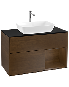 Villeroy und Boch Finion Villeroy und Boch Finion G782GNGN 100cm, cover plate black matt, Emotion, shelves Walnut Veneer , Walnut Veneer veneer