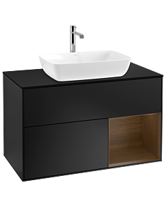 Villeroy und Boch Finion Villeroy und Boch Finion G782GNPD 100cm, cover plate black matt, Emotion, shelves Walnut Veneer , black matt lacquer