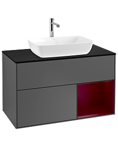 Villeroy und Boch Finion Villeroy und Boch Finion G782HBGK 100cm, cover plate black matt, Emotion, shelves Peony matt lacquer, anthracite matt