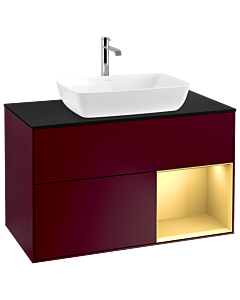 Villeroy und Boch Finion Villeroy und Boch Finion G782HFHB 100cm, cover plate black matt, Emotion, shelves gold matt lacquer, Peony Matt