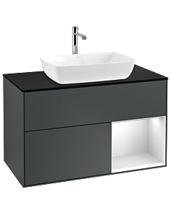 Villeroy und Boch Finion Villeroy und Boch Finion G782MTHG 100cm, cover plate black matt, Emotion, shelves white matt lacquer, midnight Blue Matt Lacquer