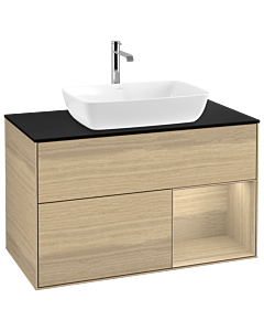 Villeroy und Boch Finion Villeroy und Boch Finion G782PCPC 100cm, cover plate black matt, Emotion, shelves Oak Veneer , Oak Veneer