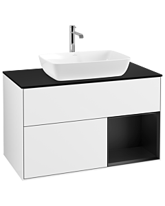 Villeroy und Boch Finion Villeroy und Boch Finion G782PDGF 100cm, cover plate black matt, Emotion, shelves black matt lacquer, glossy white lacquer