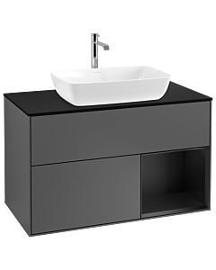 Villeroy und Boch Finion Villeroy und Boch Finion G782PDGK 100cm, cover plate black matt, Emotion, shelves black matt lacquer, anthracite matt