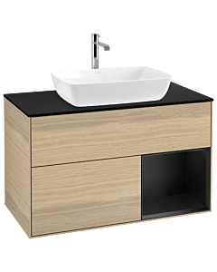 Villeroy und Boch Finion Villeroy und Boch Finion G782PDPC 100cm, cover plate black matt, Emotion, shelves black matt lacquer, Oak Veneer