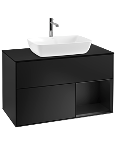 Villeroy und Boch Finion Waschtischunterschrank G782PDPD 100cm, Abdeckplatte black matt, Emotion, Regale Black matt lacquer, Black matt lacquer