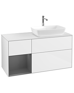Villeroy und Boch Finion Villeroy und Boch Finion G801GKGF 120cm, cover plate white matt, Emotion, shelves anthracite matt lacquer, glossy white lacquer