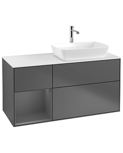 Villeroy und Boch Finion Villeroy und Boch Finion G801GKGK 120cm, cover plate white matt, Emotion, shelves anthracite matt lacquer, anthracite matt