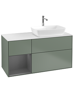 Villeroy und Boch Finion Villeroy und Boch Finion G801GKGM 120cm, cover plate white matt, Emotion, shelves anthracite matt lacquer, Olive Matt Lacquer