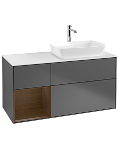 Villeroy und Boch Finion Villeroy und Boch Finion G801GNGK 120cm, cover plate white matt, Emotion, shelves Walnut Veneer , anthracite matt