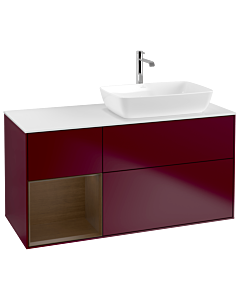 Villeroy und Boch Finion Villeroy und Boch G801GNHB 120cm, plaque de finition blanc mat, emotion, étagères Walnut Veneer , Peony Matt