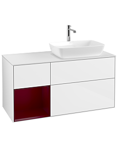 Villeroy und Boch Finion Villeroy und Boch Finion G801HBGF 120cm, cover plate white matt, Emotion, shelves Peony matt lacquer, glossy white lacquer