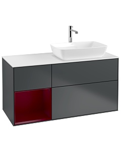 Villeroy und Boch Finion Waschtischunterschrank G801HBHG 120cm, Abdeckplatte white matt, Emotion, Regale Peony matt lacquer, Midnight Blue Matt Lacquer