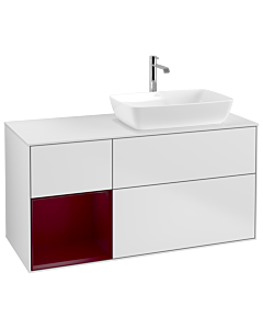 Villeroy und Boch Finion Villeroy und Boch G801HBMT 120cm, plaque de recouvrement blanc mat, Emotion, étagères Peony laqué mat, laqué blanc mat