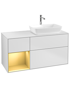 Villeroy und Boch Finion Villeroy und Boch Finion G801HFMT 120cm, cover plate white matt, Emotion, shelves gold matt lacquer, white matt lacquer