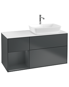 Villeroy und Boch Finion Villeroy und Boch G801HGHG 120cm, plaque de finition blanc mat, Emotion, étagères Midnight mat laqué, Midnight Blue Matt Lacquer