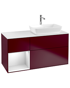 Villeroy und Boch Finion Villeroy und Boch G801MTHB 120cm, plaque de finition blanc mat, Emotion, étagères laqué blanc mat, Peony Matt